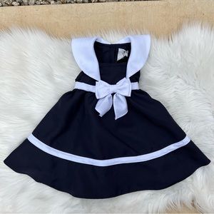Rare Editions Navy Sailor Dress 12 Months